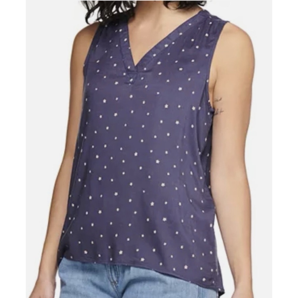 SONOMA V-Neck Tank Top Shirt Purple Mini Floral Size XL - Picture 1 of 5